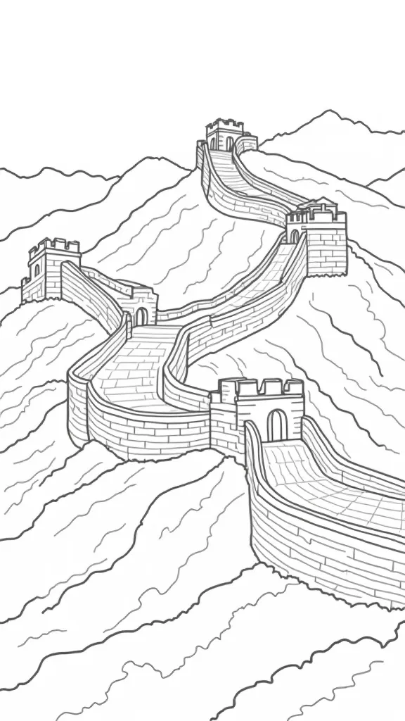 Grande mur de chinois coloriage